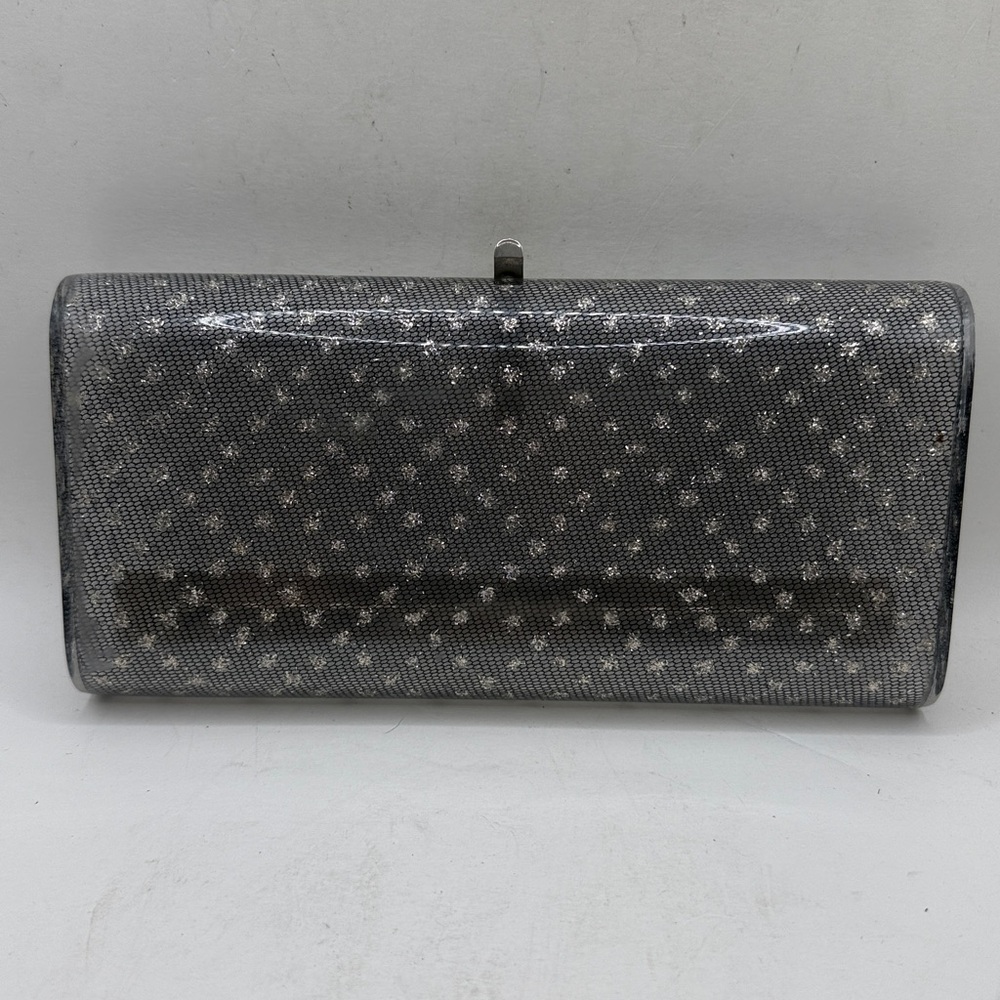 Vtg Wilardy Lucite Clutch Purse Clear Silver Confetti Acrylic 50s 60s Glitter - Picture 6 of 16